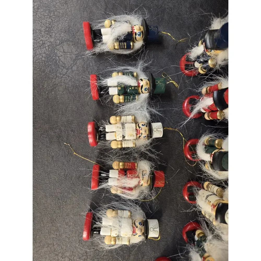 11 Vintage Mini Wooden Nutcracker Ornaments 2.75